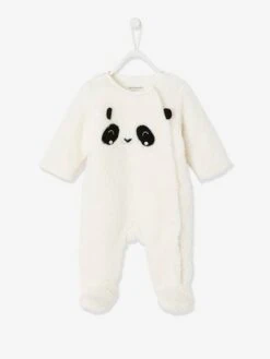 "Panda" Pramsuit In Faux Fur, For Baby Boys - White -PETIT BATEAU Sales Store panda pramsuit in faux fur for baby boys 3