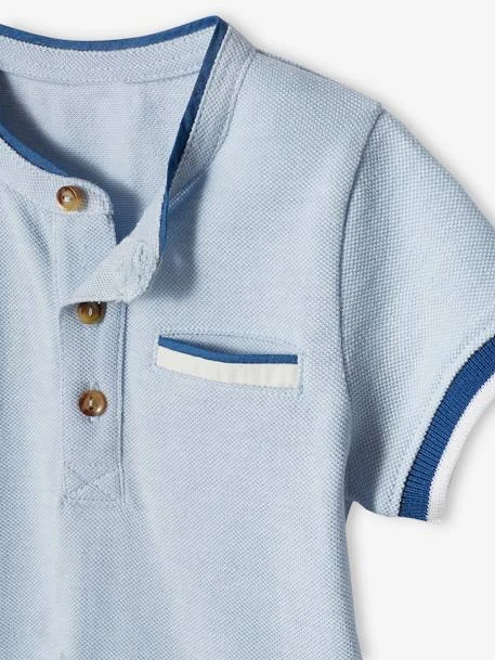Piqué Knit Polo Shirt For Babies - Sky Blue 4 Piqué Knit Polo Shirt For Babies - Sky Blue - Image 2