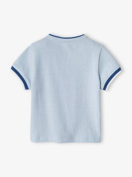 Piqué Knit Polo Shirt For Babies - Sky Blue 5 Piqué Knit Polo Shirt For Babies - Sky Blue - Image 3
