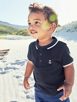 Polo Shirt With Embroidery On The Chest, For Baby Boys - White