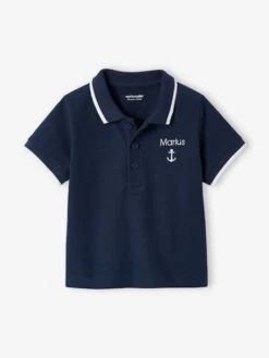 Polo Shirt With Embroidery On The Chest, For Baby Boys - Dark Blue -PETIT BATEAU Sales Store polo shirt with embroidery on the chest for baby boys 4
