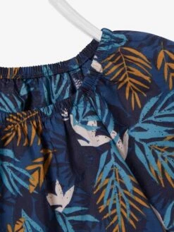 Printed Dress With Butterfly Sleeves, For Babies - Dark Blue/print -PETIT BATEAU Sales Store printed dress with butterfly sleeves for babies 2