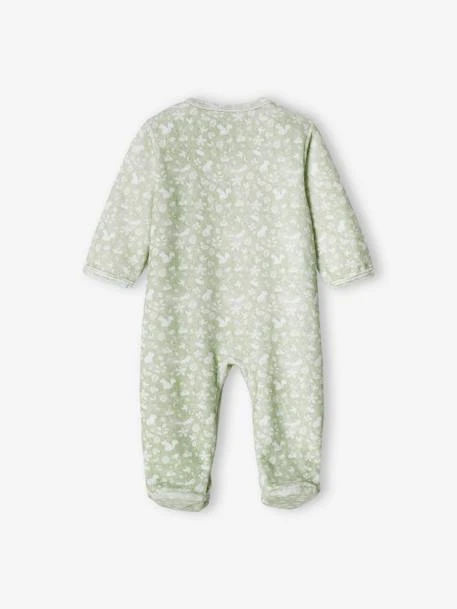 Rabbit Sleepsuit In Velour, For Babies - Aqua Green 4 Rabbit Sleepsuit In Velour, For Babies - Aqua Green - Image 2