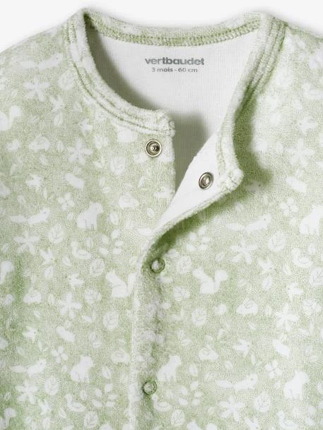 Rabbit Sleepsuit In Velour, For Babies - Aqua Green 5 Rabbit Sleepsuit In Velour, For Babies - Aqua Green - Image 3