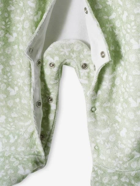 Rabbit Sleepsuit In Velour, For Babies - Aqua Green 6 Rabbit Sleepsuit In Velour, For Babies - Aqua Green - Image 4