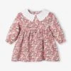 Romantic Dress With Broderie Anglaise Collar, For Babies - Printed Pink 1 Romantic Dress With Broderie Anglaise Collar, For Babies - Printed Pink -PETIT BATEAU Sales Store romantic dress with broderie anglaise collar for babies