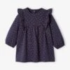 Ruffled Jersey Knit Dress For Babies - Blue Dark All Over Printed 1 Ruffled Jersey Knit Dress For Babies - Blue Dark All Over Printed -PETIT BATEAU Sales Store ruffled jersey knit dress for babies