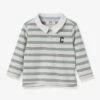 Rugby Shirt In Organic Cotton For Babies, By CYRILLUS - Striped Green -PETIT BATEAU Sales Store rugby shirt in organic cotton for babies by cyrillus