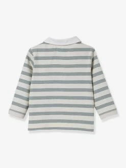 Rugby Shirt In Organic Cotton For Babies, By CYRILLUS - Striped Green -PETIT BATEAU Sales Store rugby shirt in organic cotton for babies by cyrillus 2