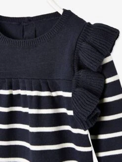 Sailor-Style Dress For Baby Girls - Dark Blue Stripes -PETIT BATEAU Sales Store sailor style dress for baby girls 2