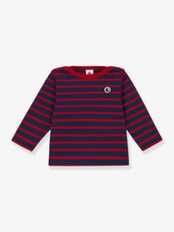 PETIT BATEAU Sailor-type Top In Thick Jersey Knit, For Babies - Blue