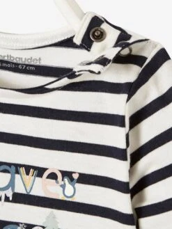 Sailor-type Top 'Save Océan', For Babies - White Stripes -PETIT BATEAU Sales Store sailor type top save ocean for babies 2
