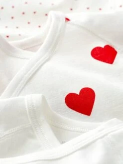 Set Of 3 Short Sleeve Wrapover Bodysuits With Hearts In Organic Cotton For Newborn Babies, By Petit Bateau - White Light Two Color/multicol 7 Set Of 3 Short Sleeve Wrapover Bodysuits With Hearts In Organic Cotton For Newborn Babies, By Petit Bateau - White Light Two Color/multicol -PETIT BATEAU Sales Store set of 3 short sleeve wrapover bodysuits with hearts in organic cotton for newborn babies by petit bateau 2