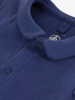 Short Sleeve Bodysuit With Collar, By PETIT BATEAU - Blue -PETIT BATEAU Sales Store short sleeve bodysuit with collar by petit bateau 2