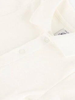 Short Sleeve Bodysuit With Collar, By Petit Bateau - White -PETIT BATEAU Sales Store short sleeve bodysuit with collar by petit bateau 5