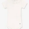 Short Sleeve Bodysuit With Frilled Collar In Organic Cotton, By PETIT BATEAU - White -PETIT BATEAU Sales Store short sleeve bodysuit with frilled collar in organic cotton by petit bateau