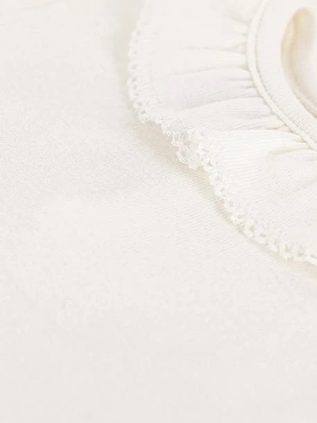 Short Sleeve Bodysuit With Frilled Collar In Organic Cotton, By PETIT BATEAU - White 5 Short Sleeve Bodysuit With Frilled Collar In Organic Cotton, By PETIT BATEAU - White - Image 3