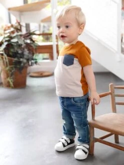 Short Sleeve Colourblock T-shirt, For Babies - Dark Green -PETIT BATEAU Sales Store short sleeve colourblock t shirt for babies 4
