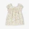 Short Sleeve Floral Dress For Babies - Ecru -PETIT BATEAU Sales Store short sleeve floral dress for babies