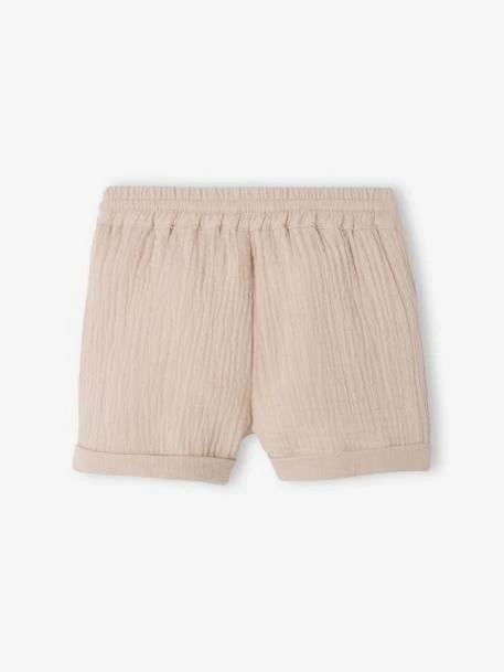 Shorts In Cotton Gauze For Babies - Caramel 4 Shorts In Cotton Gauze For Babies - Caramel - Image 2