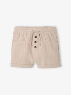 Shorts In Cotton Gauze For Babies - Caramel