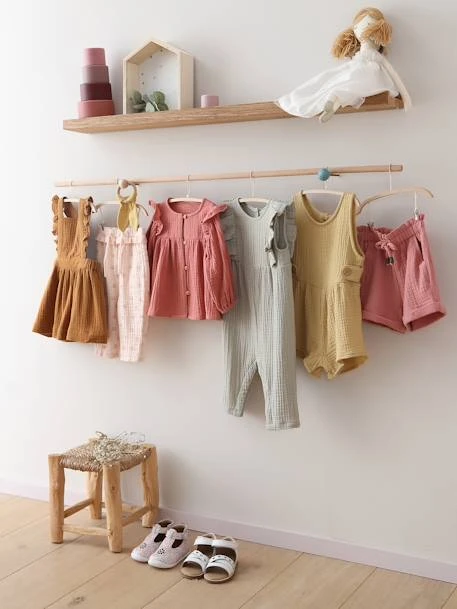 Shorts In Cotton Gauze, With Elasticated Waistband, For Babies - Grey Green 8 Shorts In Cotton Gauze, With Elasticated Waistband, For Babies - Grey Green - Image 6