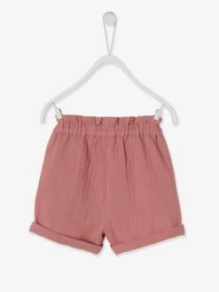 Shorts In Cotton Gauze, With Elasticated Waistband, For Babies - Orange Light Solid -PETIT BATEAU Sales Store shorts in cotton gauze with elasticated waistband for babies 3