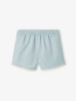Shorts With Pompom Trim For Babies - Sky Blue -PETIT BATEAU Sales Store shorts with pompom trim for babies 2