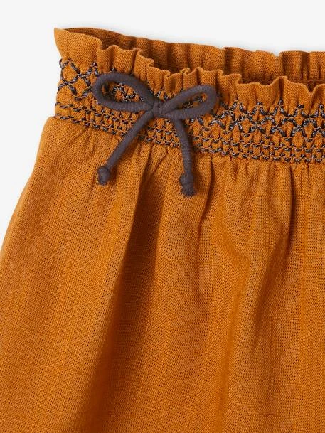 Skirt With Embroidered Smocking For Babies - Caramel 5 Skirt With Embroidered Smocking For Babies - Caramel - Image 3