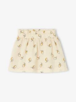 Skirt With Lemon Print, For Babies - Beige Light All Over Printed