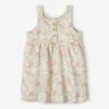 Sleeveless Dress For Babies - Ecru