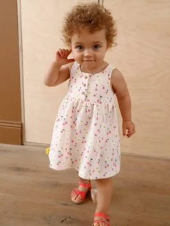 Sleeveless Dress For Babies - Pink Light All Over Printed -PETIT BATEAU Sales Store sleeveless dress for babies 12