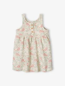 Sleeveless Dress For Babies - Pink Light All Over Printed