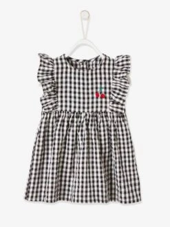 Sleeveless Gingham Dress, For Babies - Dark Blue Checks -PETIT BATEAU Sales Store sleeveless gingham dress for babies 1