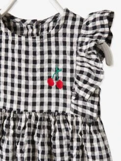 Sleeveless Gingham Dress, For Babies - Dark Blue Checks -PETIT BATEAU Sales Store sleeveless gingham dress for babies 3