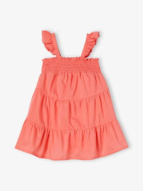 Smocked Dress With 3 Ruffles For Babies - Rose 4 Smocked Dress With 3 Ruffles For Babies - Rose - Image 2