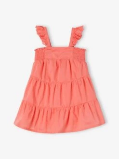 Smocked Dress With 3 Ruffles For Babies - Rose 9 Smocked Dress With 3 Ruffles For Babies - Rose -PETIT BATEAU Sales Store smocked dress with 3 ruffles for babies 2