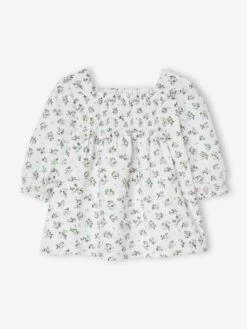 Smocked Dress With Flowers, For Babies - White -PETIT BATEAU Sales Store smocked dress with flowers for babies 3