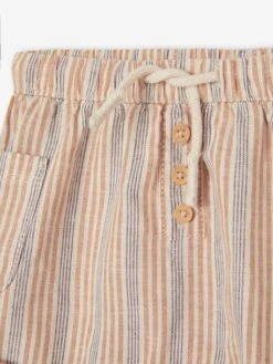 Striped Shorts In Cotton & Linen For Babies - Ecru -PETIT BATEAU Sales Store striped shorts in cotton linen for babies 3