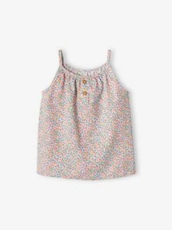 Striped Sleeveless Top With Fine Straps, For Babies - Multicoloured