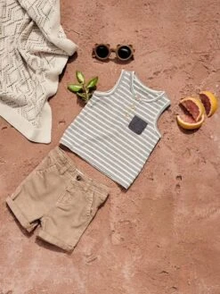 Striped Tank Top For Babies - Ecru -PETIT BATEAU Sales Store striped tank top for babies 2