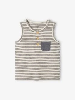 Striped Tank Top For Babies - Ecru