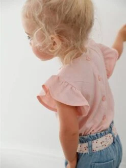 T-Shirt With Flowers In Relief, For Babies - Light Pink -PETIT BATEAU Sales Store t shirt with flowers in relief for babies 5