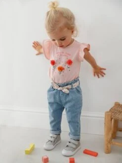 T-Shirt With Flowers In Relief, For Babies - Light Pink -PETIT BATEAU Sales Store t shirt with flowers in relief for babies 8