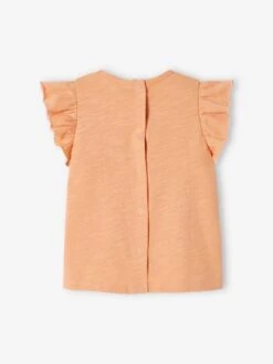 T-Shirt With Ruffled Sleeves For Babies - Orange -PETIT BATEAU Sales Store t shirt with ruffled sleeves for babies 3