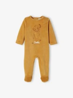 The Lion King By Disney® Velour Sleepsuit For Babies - Yellow Dark Solid With Design