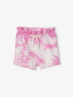 Tie-Dye Fleece Shorts For Babies - Pink Medium Solid