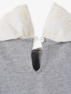 Top With Broderie Anglaise On The Collar, For Babies - Marl Grey 8 Top With Broderie Anglaise On The Collar, For Babies - Marl Grey -PETIT BATEAU Sales Store top with broderie anglaise on the collar for babies 2