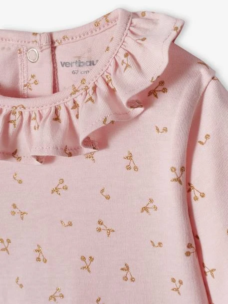 Top With Frill On The Neckline, For Baby Girls - Pale Pink 4 Top With Frill On The Neckline, For Baby Girls - Pale Pink - Image 2