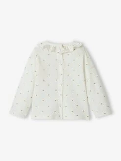 Top With Frill On The Neckline, For Baby Girls - White/print -PETIT BATEAU Sales Store top with frill on the neckline for baby girls 18